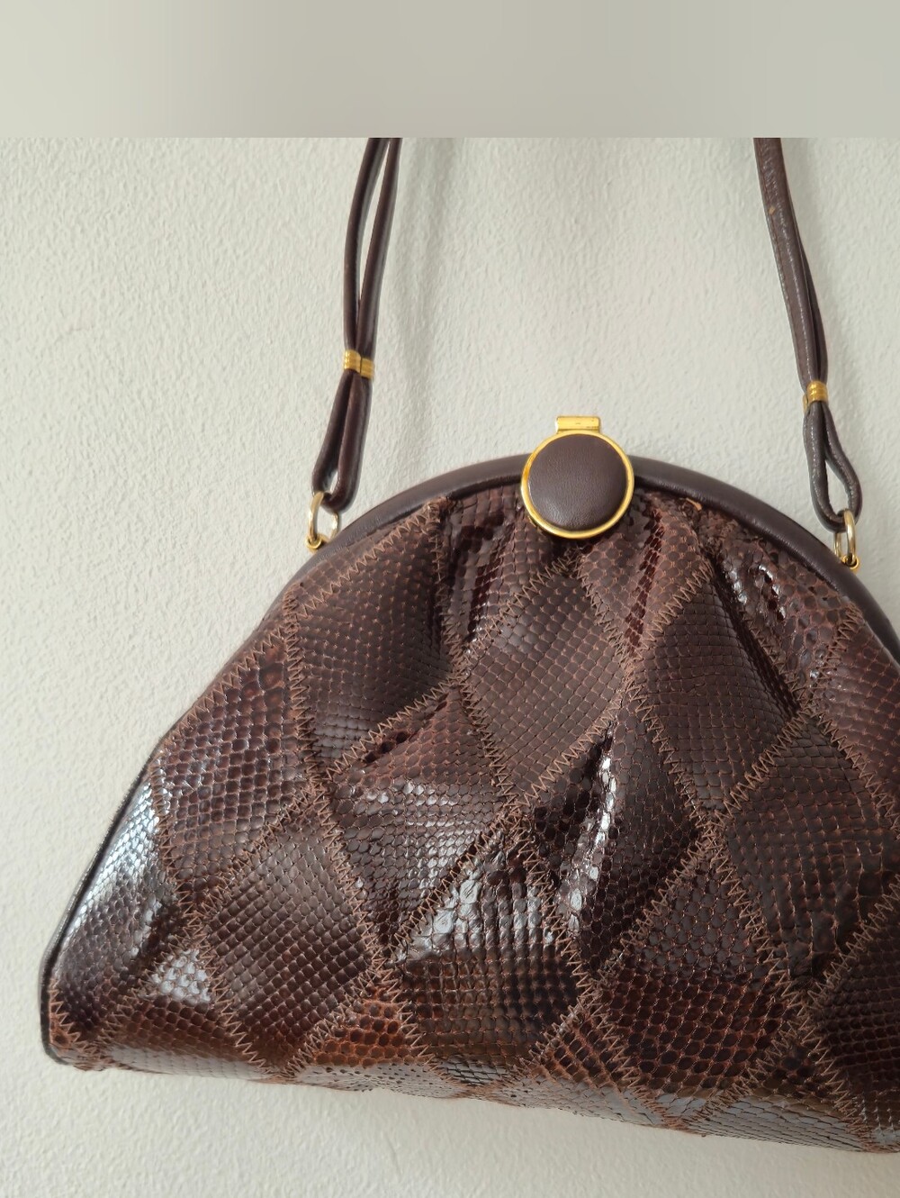 Vintage Koret Montreal Brown Snakeskin Handbag Clamshell Purse